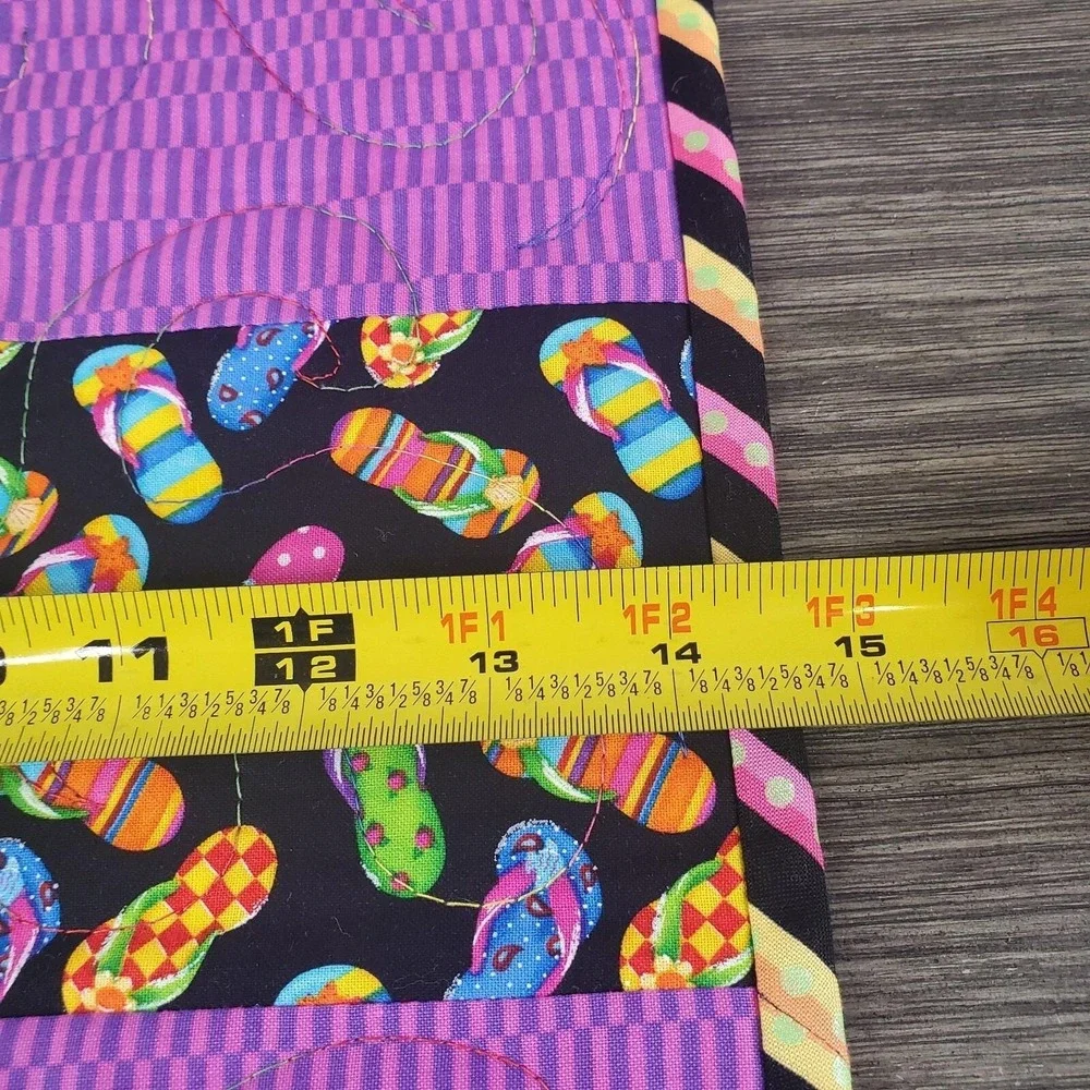 Long Arm Quilted Summer Sandals Table Runner‎ Colorful Flip Flops 36.5